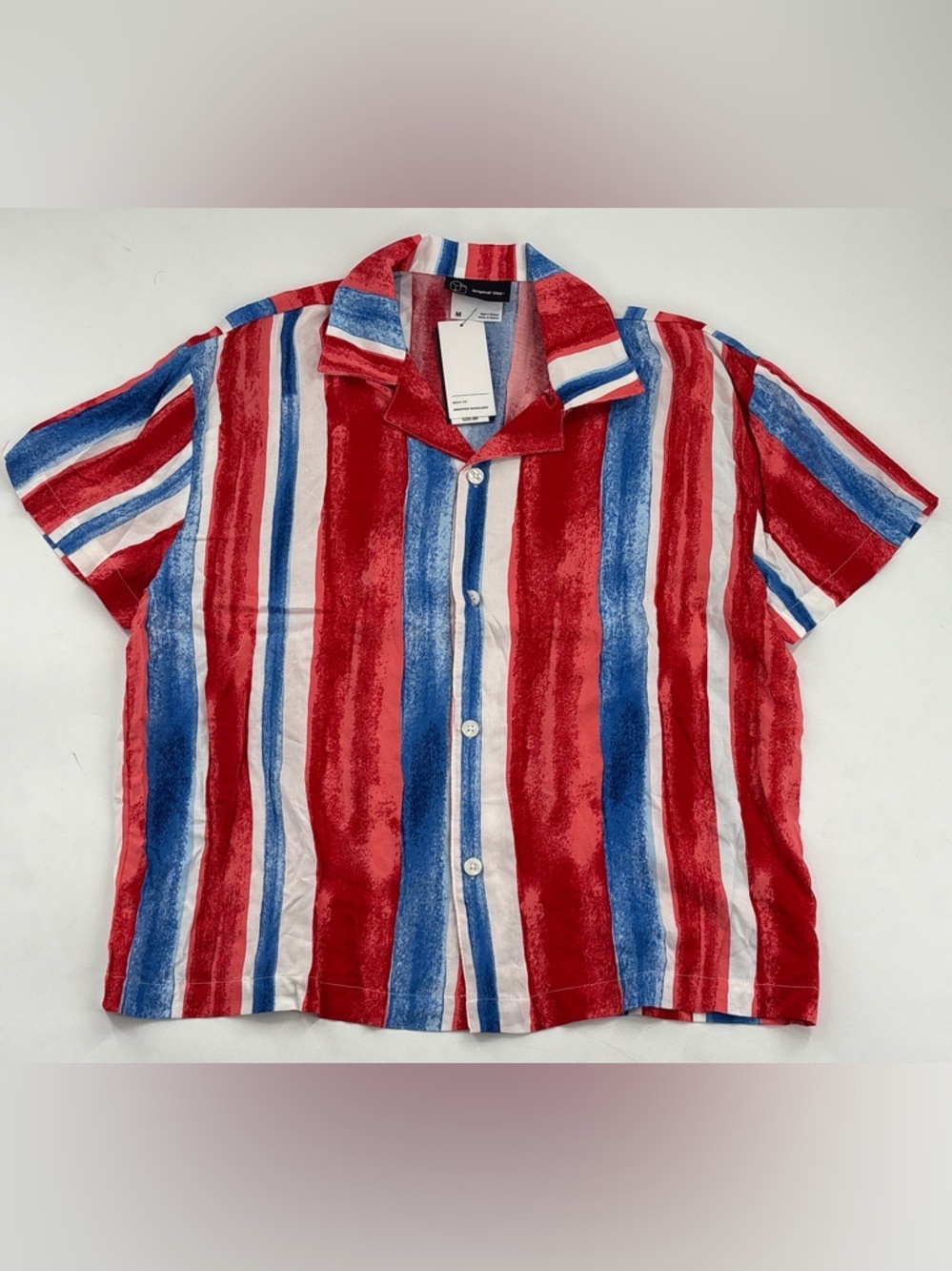 Original Use Red, Blue & White Striped Boxy Memorial Day Shirt - Picture 1 of 7